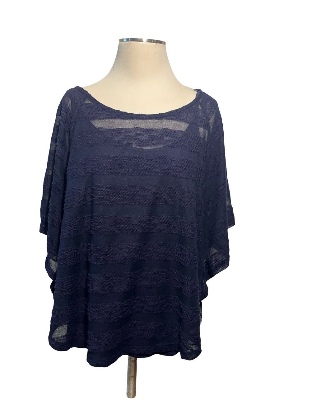 INC International Concepts Navy Sheer Knit Pull-On Swim Coverup